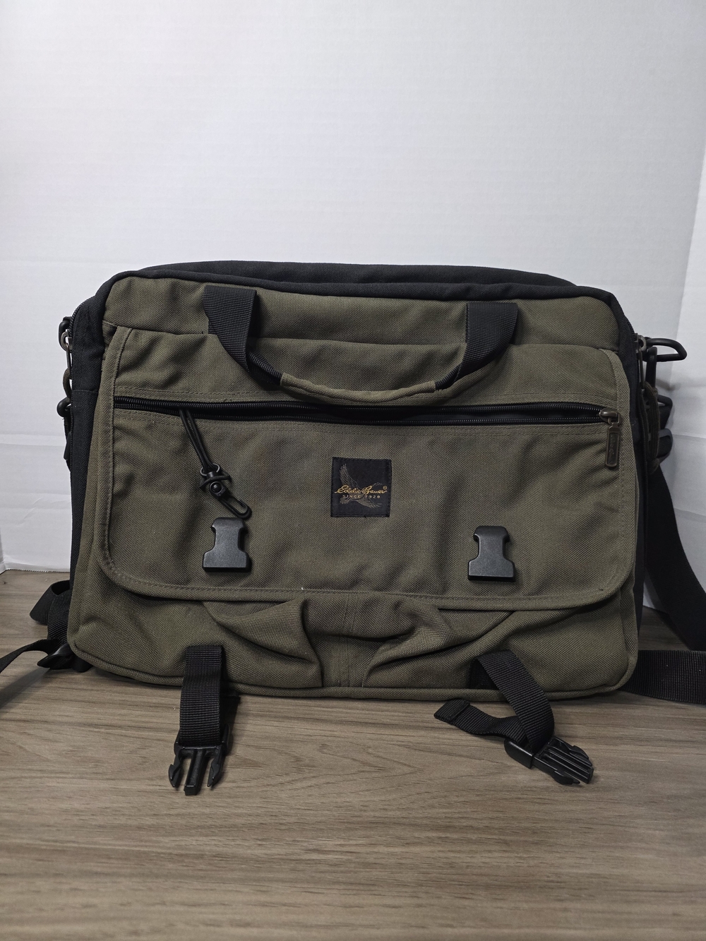 Eddie Bauer Olive Green Canvas Messenger Bag